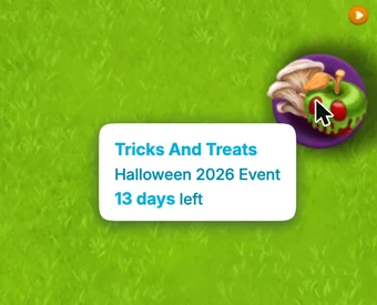 The Tricks And Treats event icon, with its tooltip: Halloween 2026 Event, 13 days left